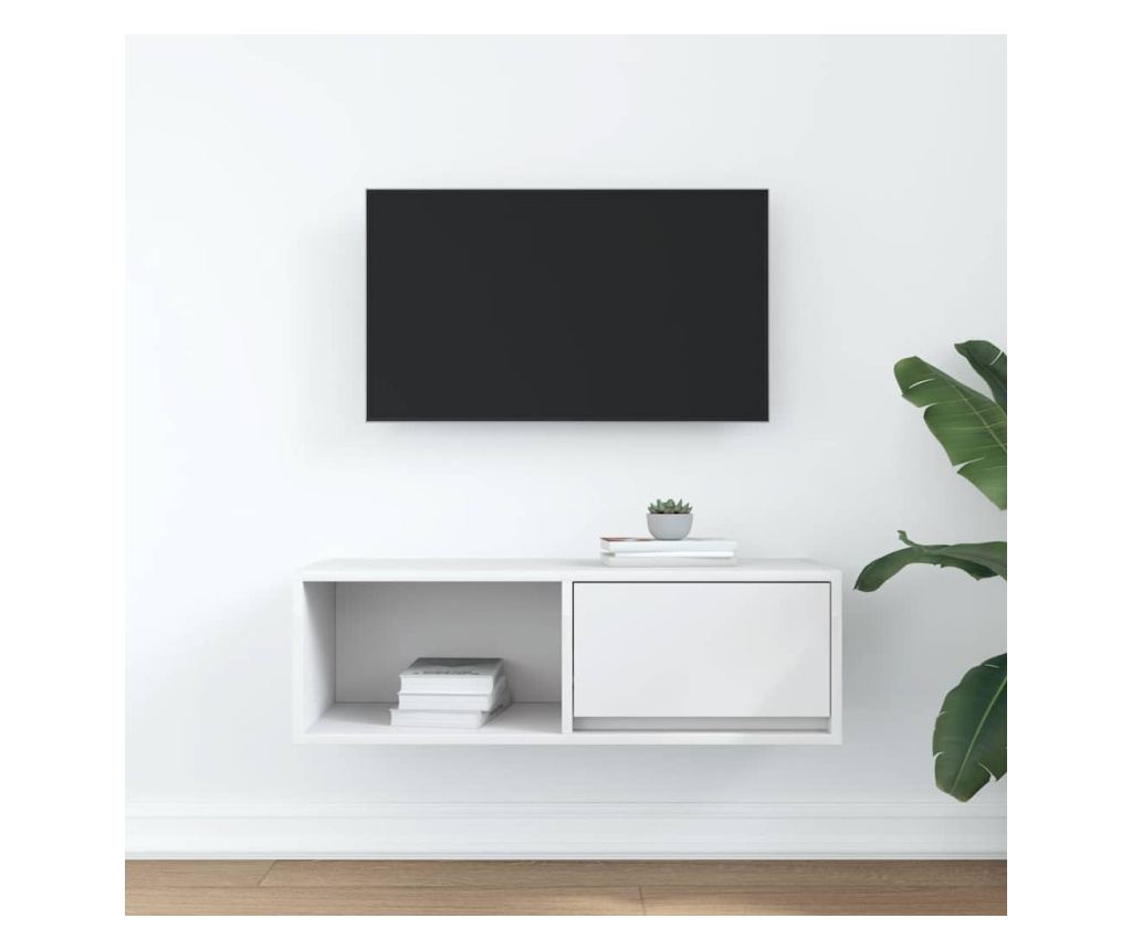 ТВ шкаф, бял, 80x31x25,5 см, инженерно дърво - 3