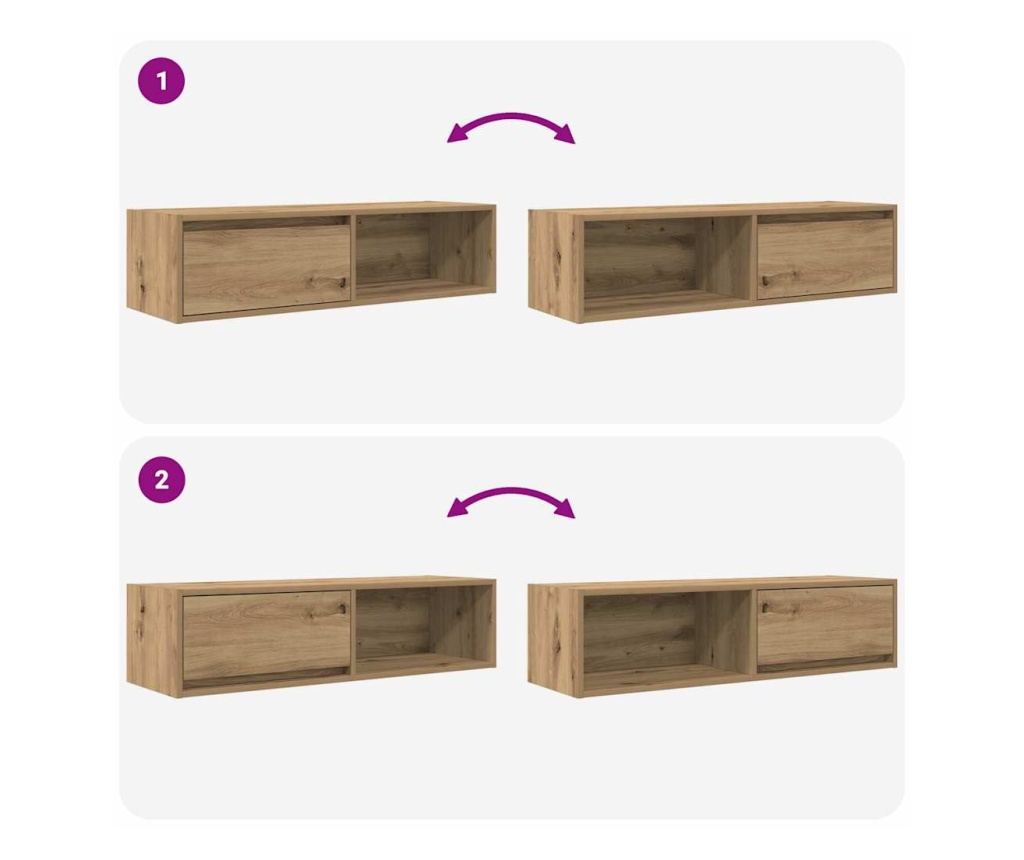 ТВ шкафове 2 бр дъб артизан 100x31x25,5 см инженерно дърво - 10
