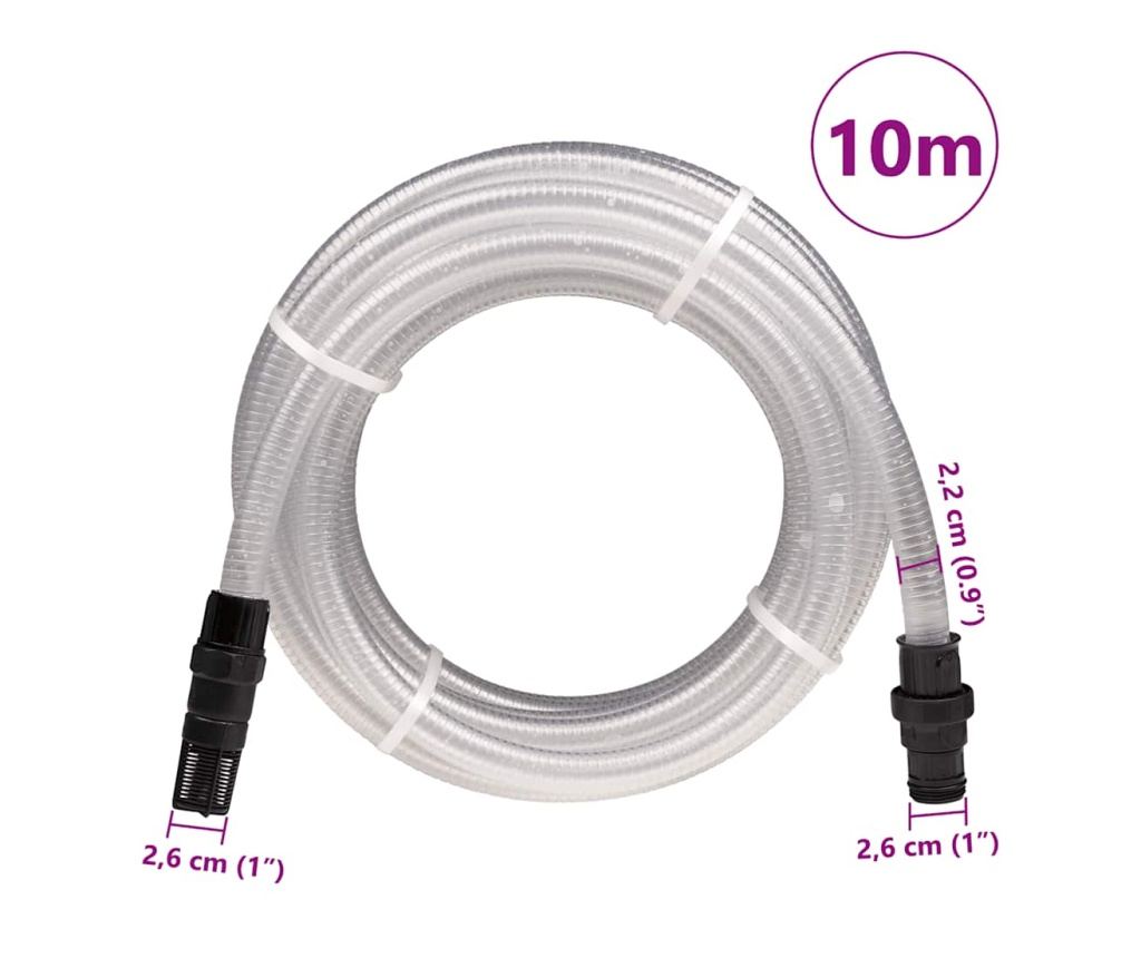 Смукателен маркуч с PVC конектори прозрачен 1 10 м PVC - 9