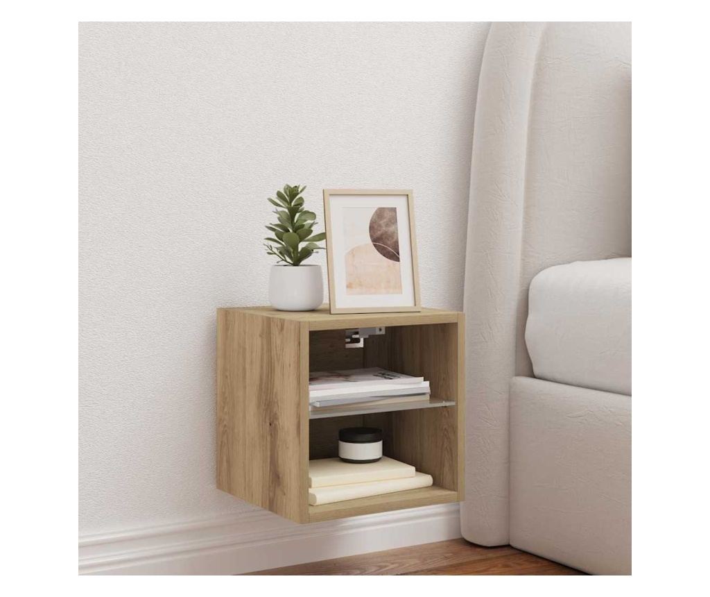 Стенен шкаф за телевизор с LED осветление Artisan Oak - 4