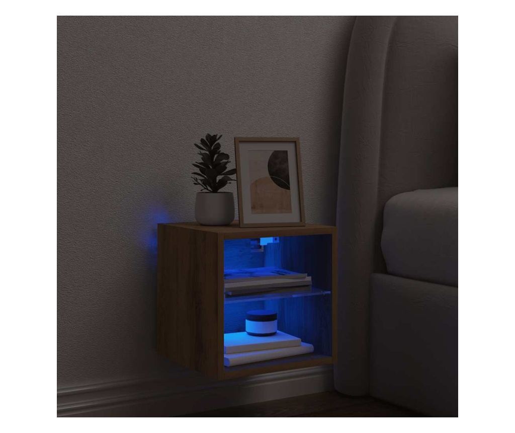 Стенен шкаф за телевизор с LED осветление Artisan Oak - 5