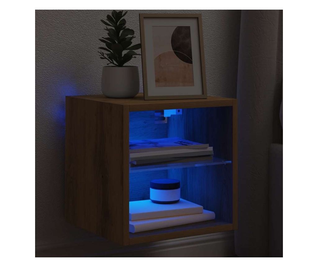 Стенен шкаф за телевизор с LED осветление Artisan Oak - 6