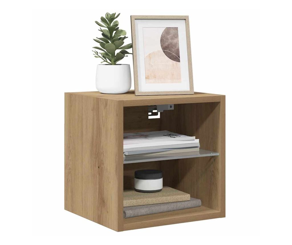 Стенен шкаф за телевизор с LED осветление Artisan Oak - 7