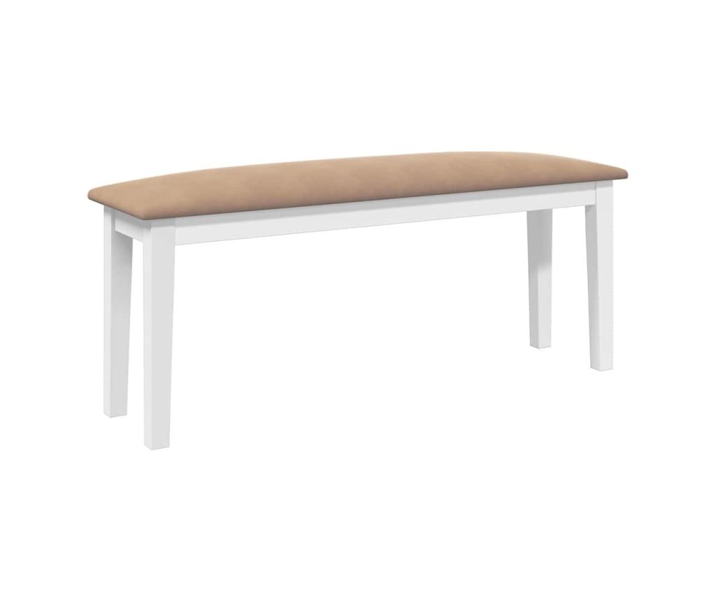 Пейка 110 cm Бяла масивна дървесина Гума - 6