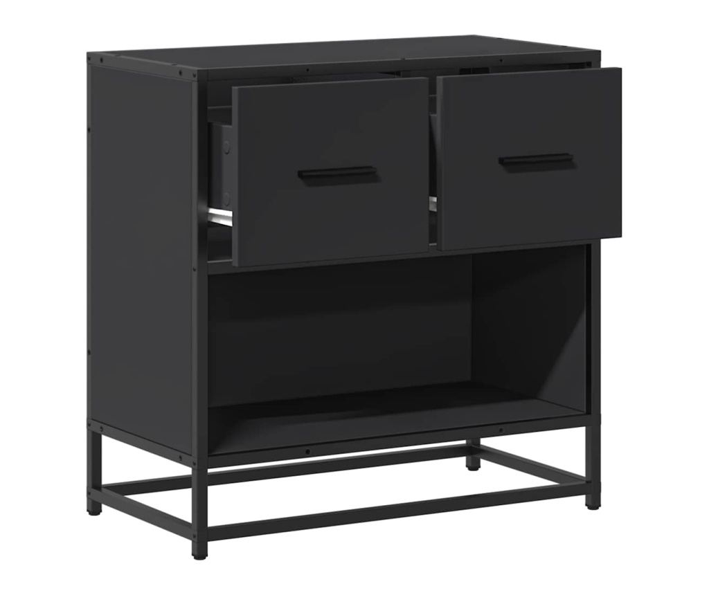 Нощно шкафче черен 60x31x60 cм Изработена дървесина и метал - 8