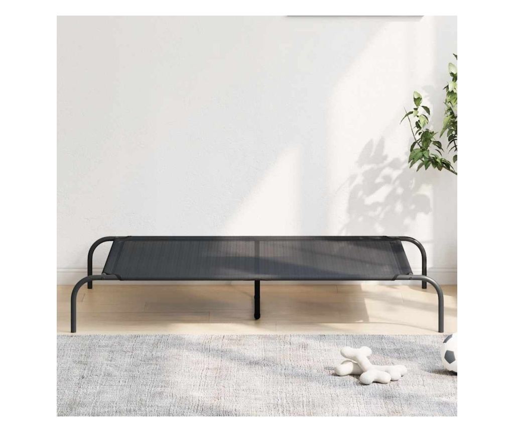 Повдигнато легло кучета черно 130x80x20 cm Текстилен и стомана - 2