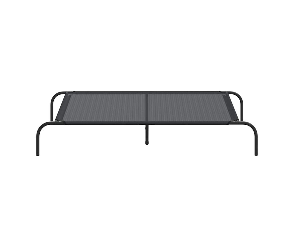 Повдигнато легло кучета черно 130x80x20 cm Текстилен и стомана - 4