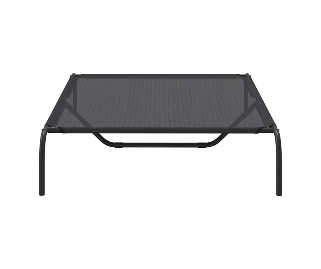 Повдигнато легло кучета черно 130x80x20 cm Текстилен и стомана - 5