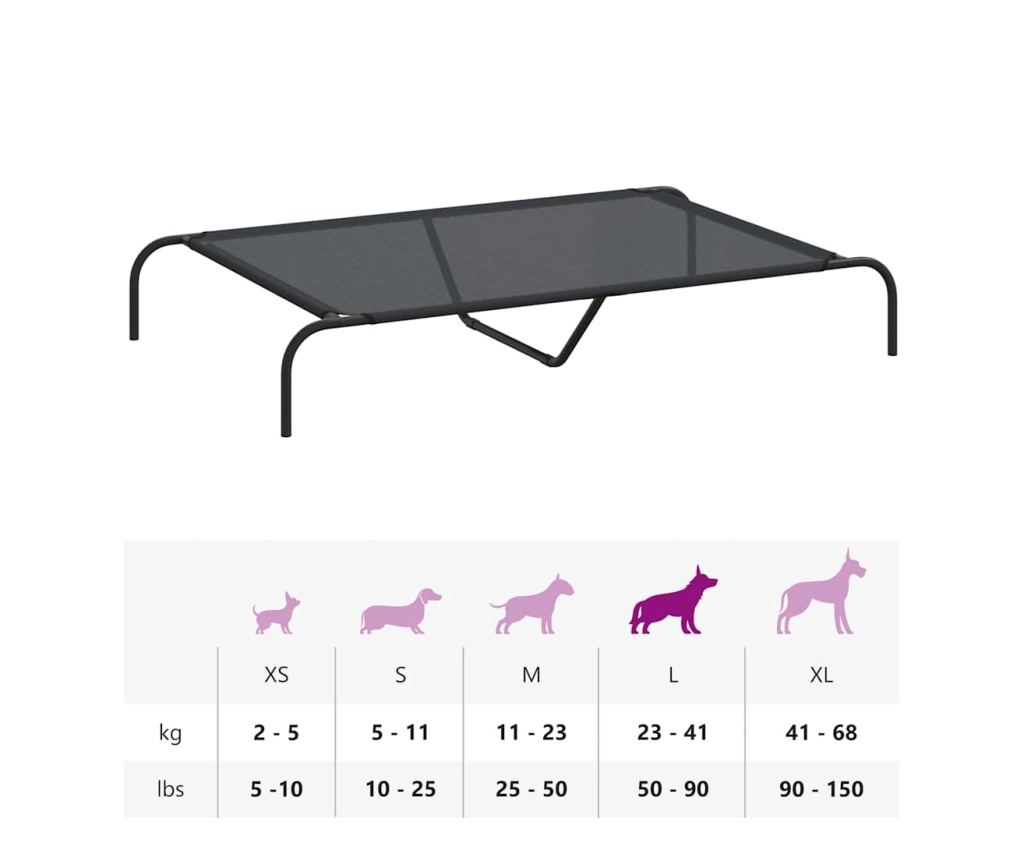 Повдигнато легло кучета черно 130x80x20 cm Текстилен и стомана - 9