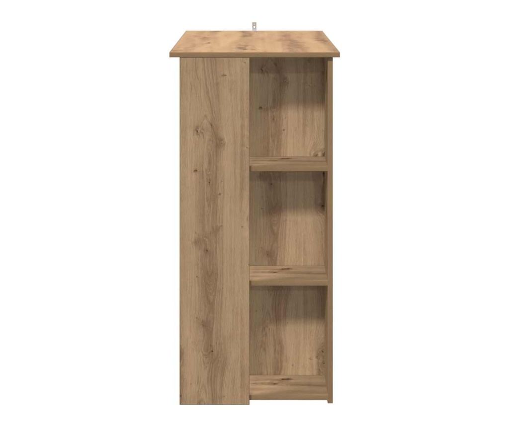 Бар маса с рафт, дъб артизан, 102x50x103,5 см, инженерно дърво - 5