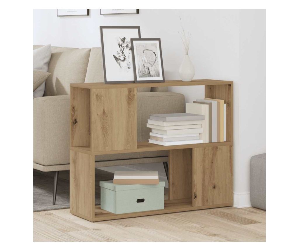 Шкаф за книги/разделител на стаи Дъб артизан 105x24x102 см - 3