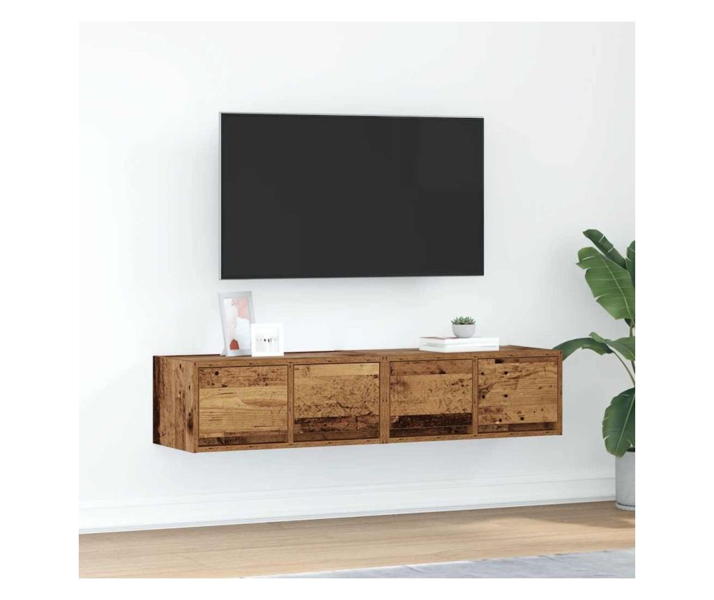 ТВ шкафове 2 бр Старо дърво 60x31x25,5 см инженерно дърво - 2