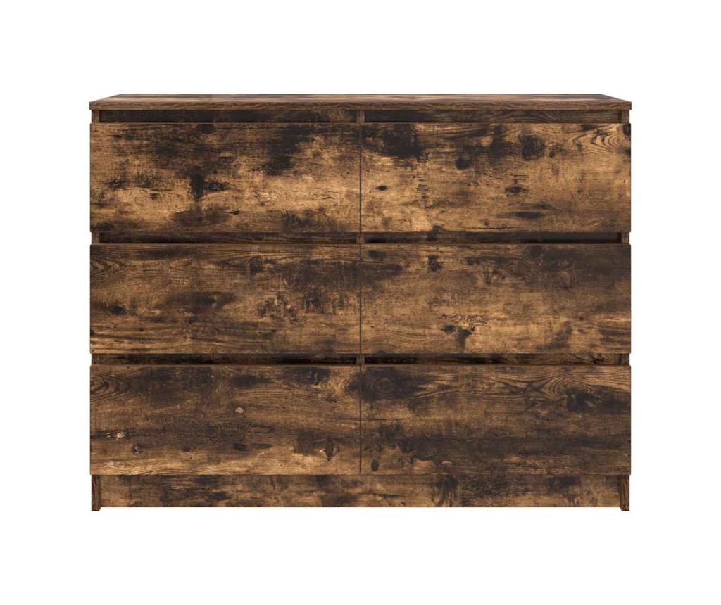 Сайдборд, опушен дъб, 100x35x76 см, инженерно дърво - 6