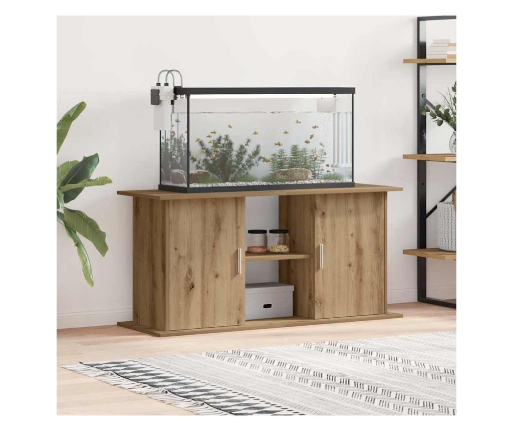 Стойка за аквариум, дъб, 121x41x58 см, инженерно дърво - 2