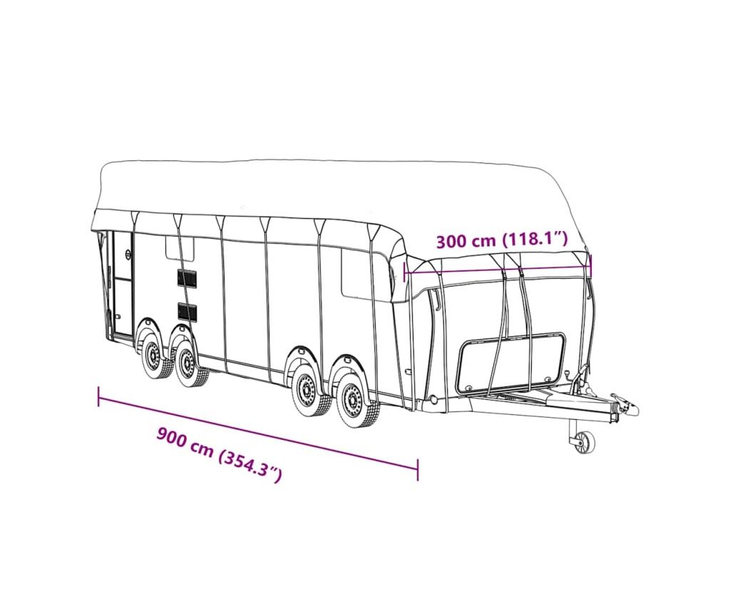 Покривало за покрив на каравана сиво 900x300cm Нетъкана материя - 9