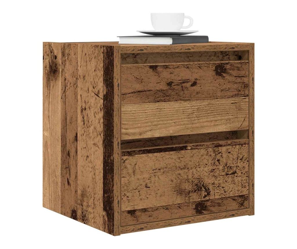 Нощни шкафчета за стенен монтаж, 2 бр, старо дърво, 38x34x40 см - 4