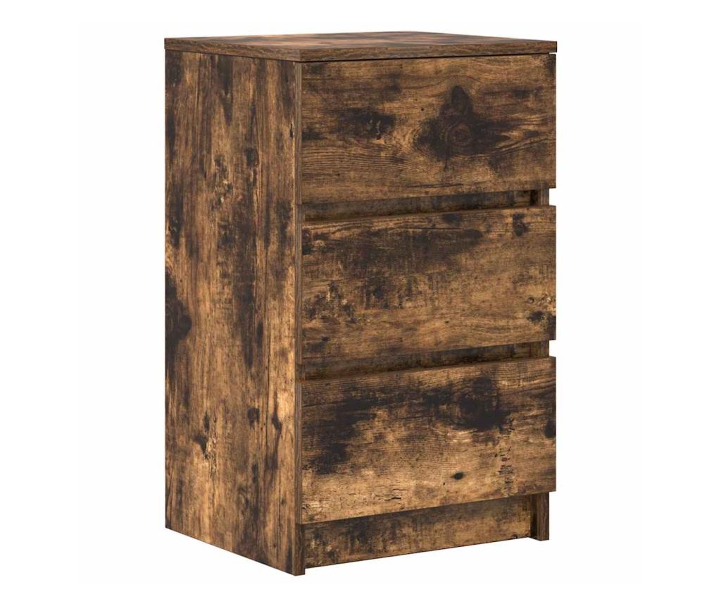 Нощни шкафчета с 3 чекмеджета, 2 бр, опушен дъб, 39x35x65 см - 5
