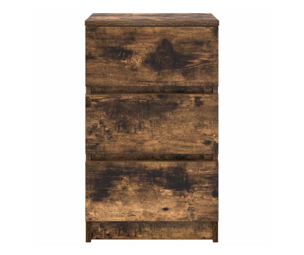 Нощни шкафчета с 3 чекмеджета, 2 бр, опушен дъб, 39x35x65 см - 7