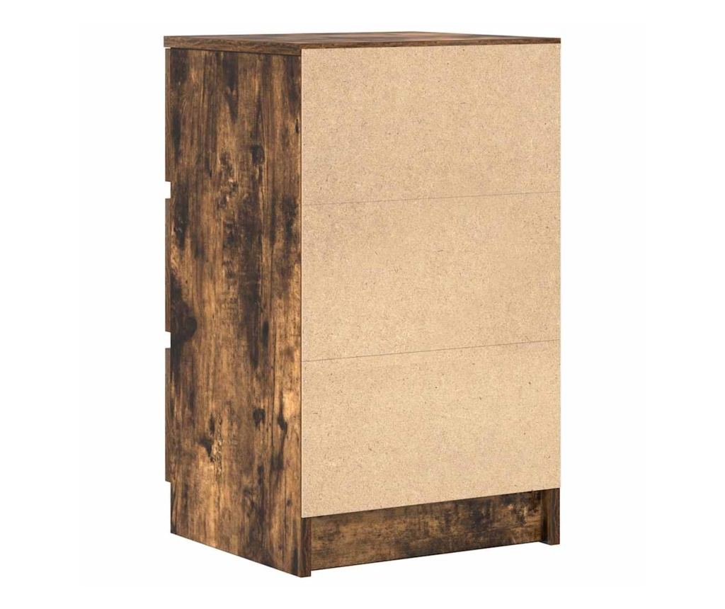 Нощни шкафчета с 3 чекмеджета, 2 бр, опушен дъб, 39x35x65 см - 9