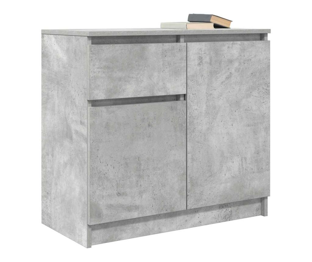 Бюфет с чекмеджета, бетонно сив, 71x35x65 см, инженерно дърво - 4
