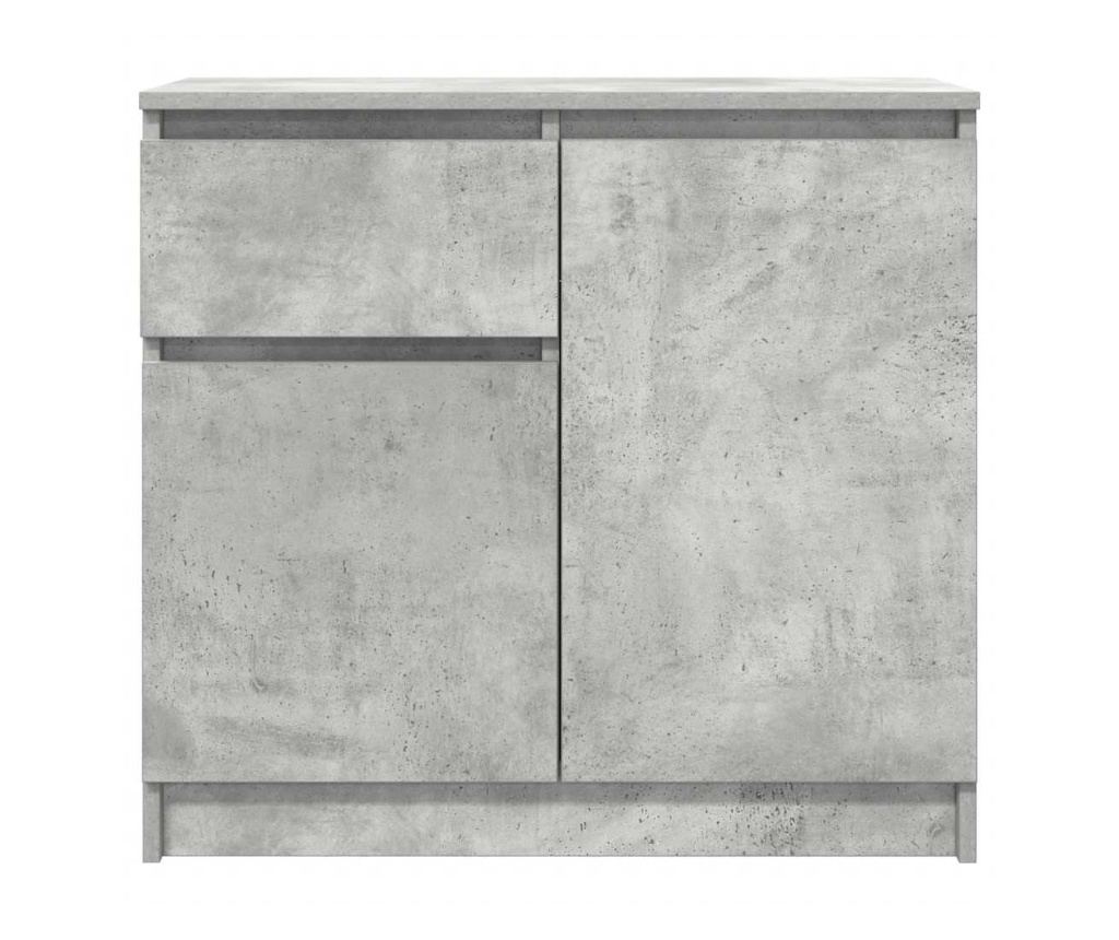 Бюфет с чекмеджета, бетонно сив, 71x35x65 см, инженерно дърво - 6
