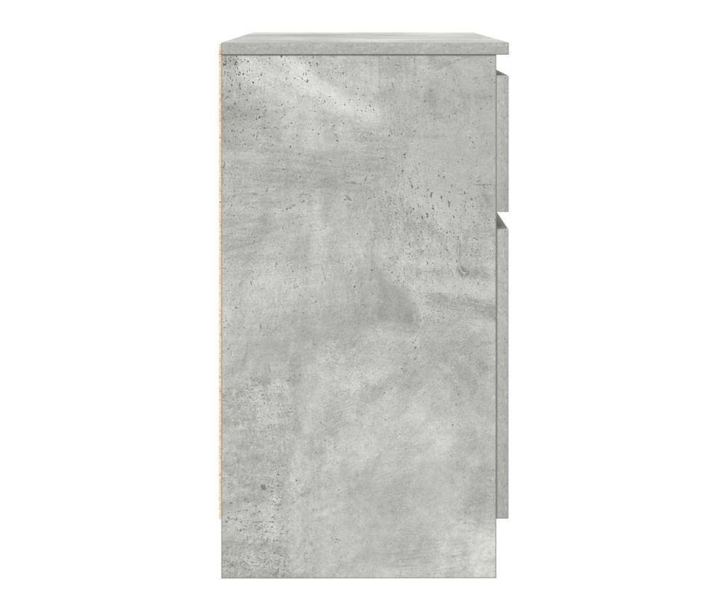 Бюфет с чекмеджета, бетонно сив, 71x35x65 см, инженерно дърво - 7