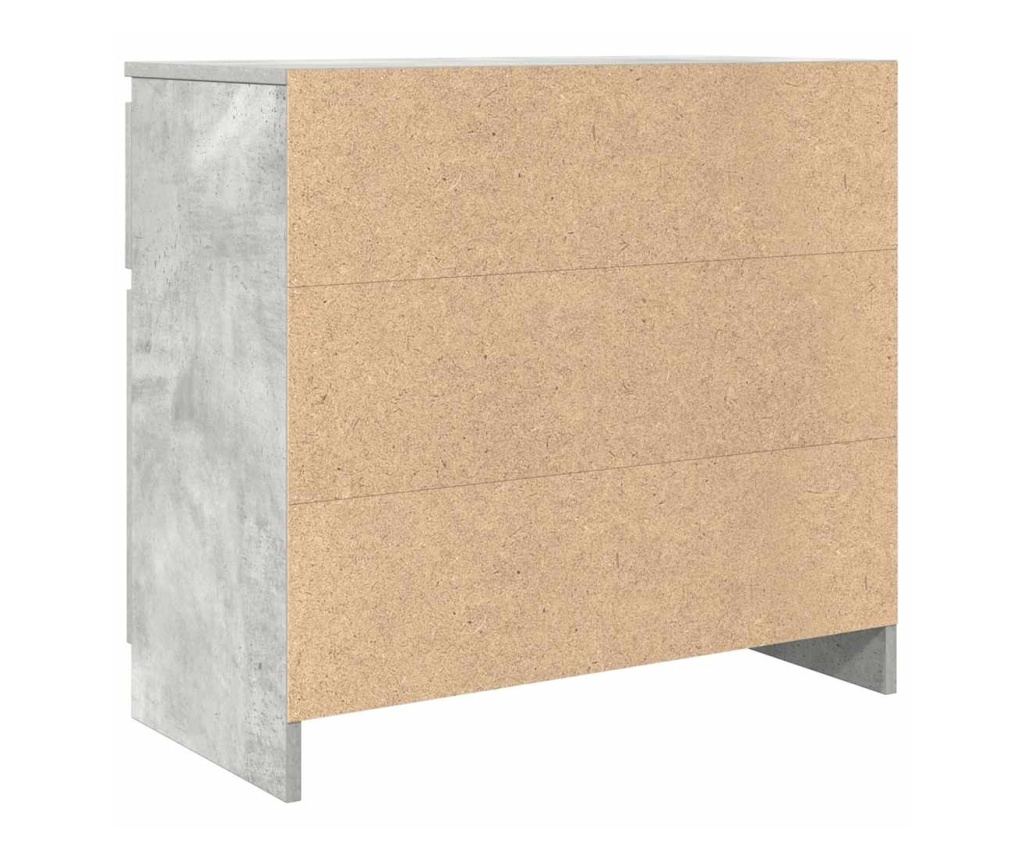 Бюфет с чекмеджета, бетонно сив, 71x35x65 см, инженерно дърво - 8