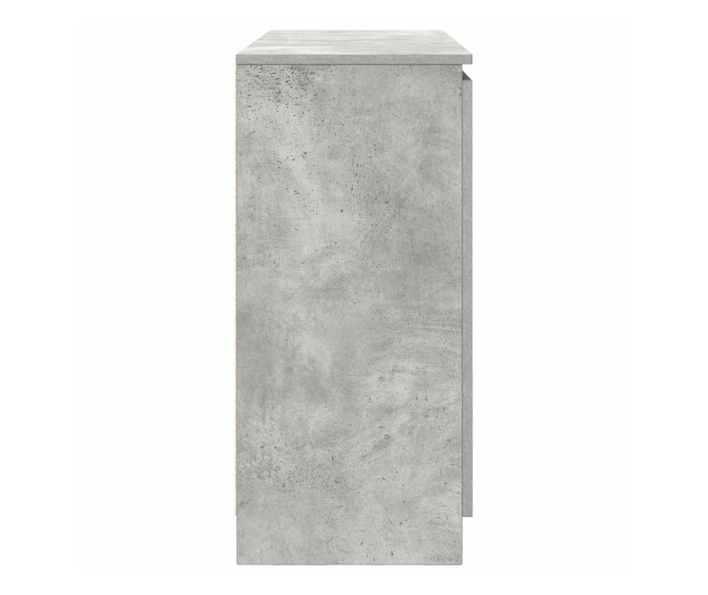 Бюфет с чекмеджета, бетонно сив, 100,5x35x76см, инженерно дърво - 7