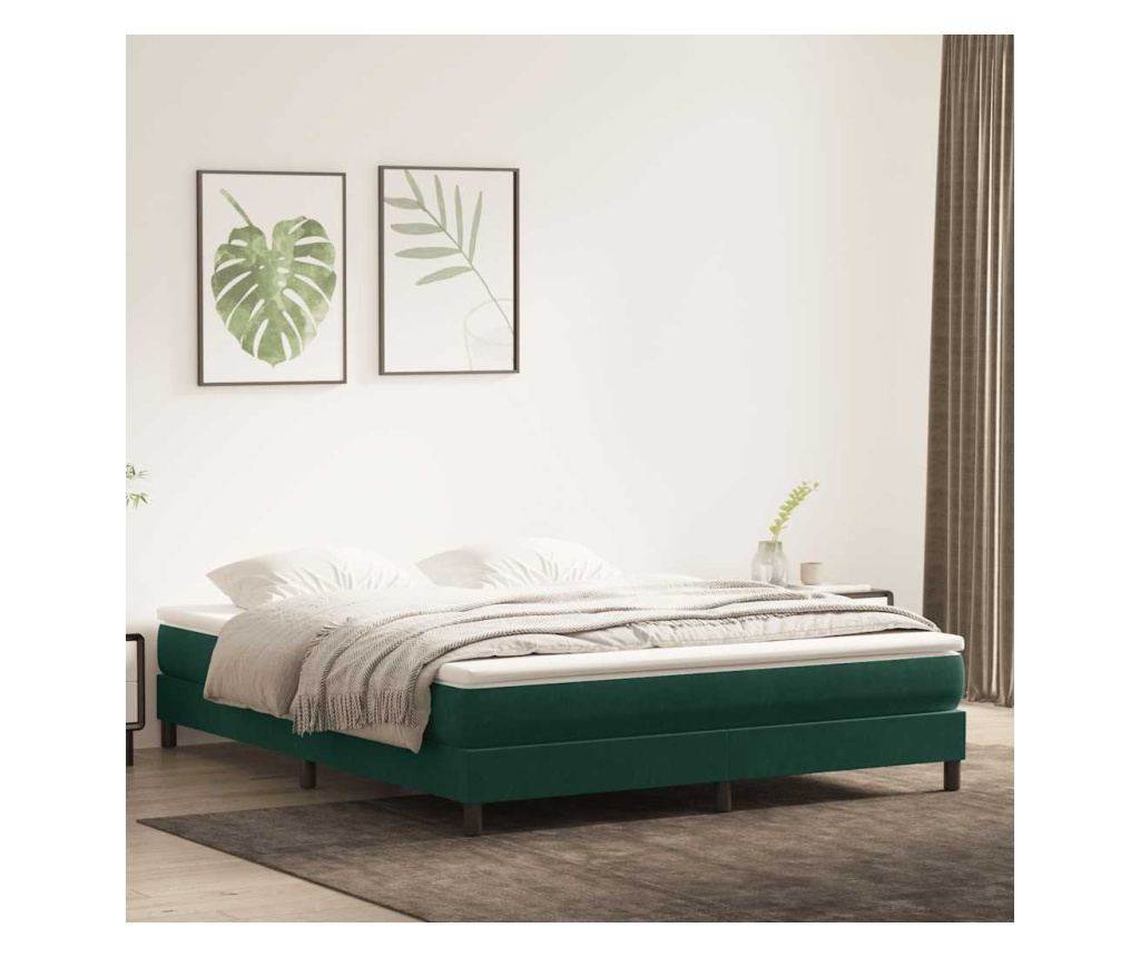 Box Spring легло без матрак Тъмнозелено 180x220 cm кадифе - 2