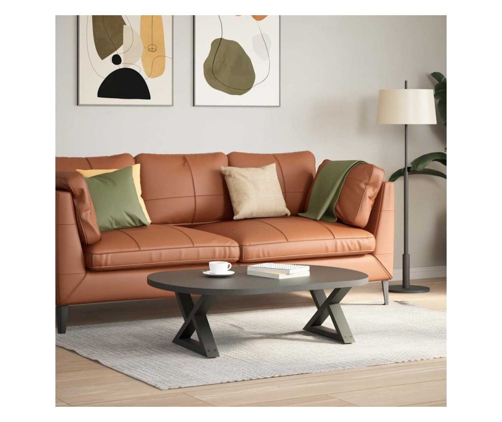 Крака за масичка за кафе, 2 бр., антрацит, 60x(30-31,3) см, стомана - 3