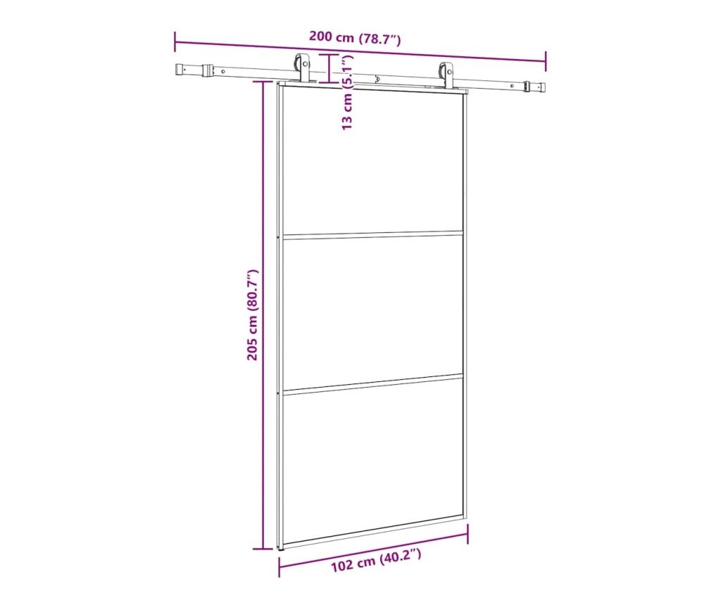Плъзгаща се врата с механизъм черна 102x205 см ESG стъкло - 9