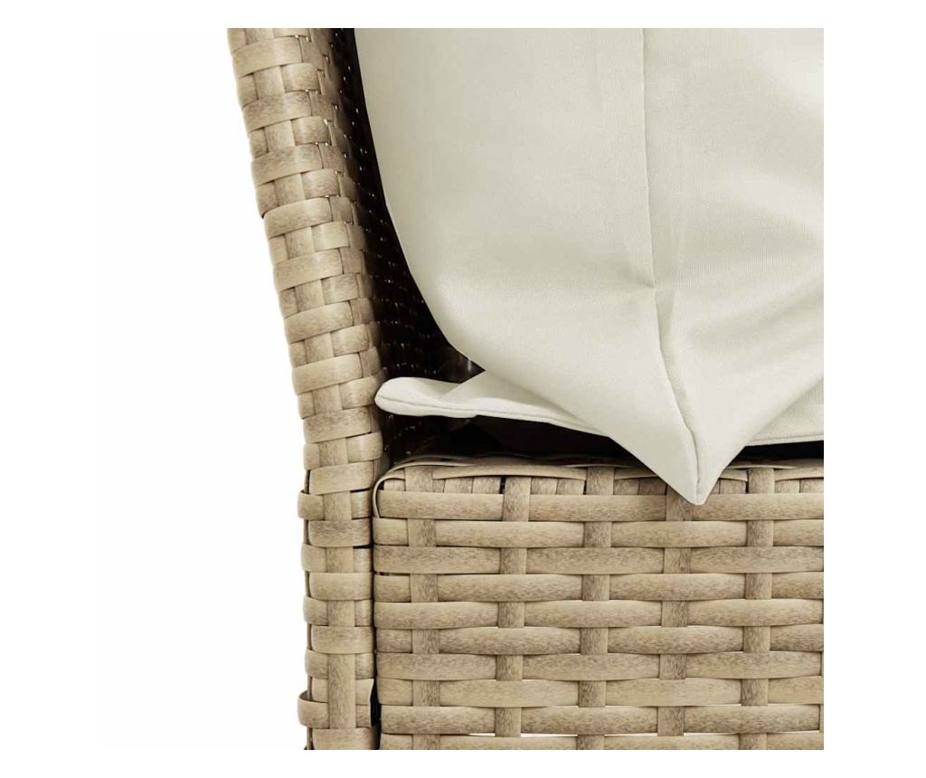 Градински диван с възглавници бежов полиратан - 8