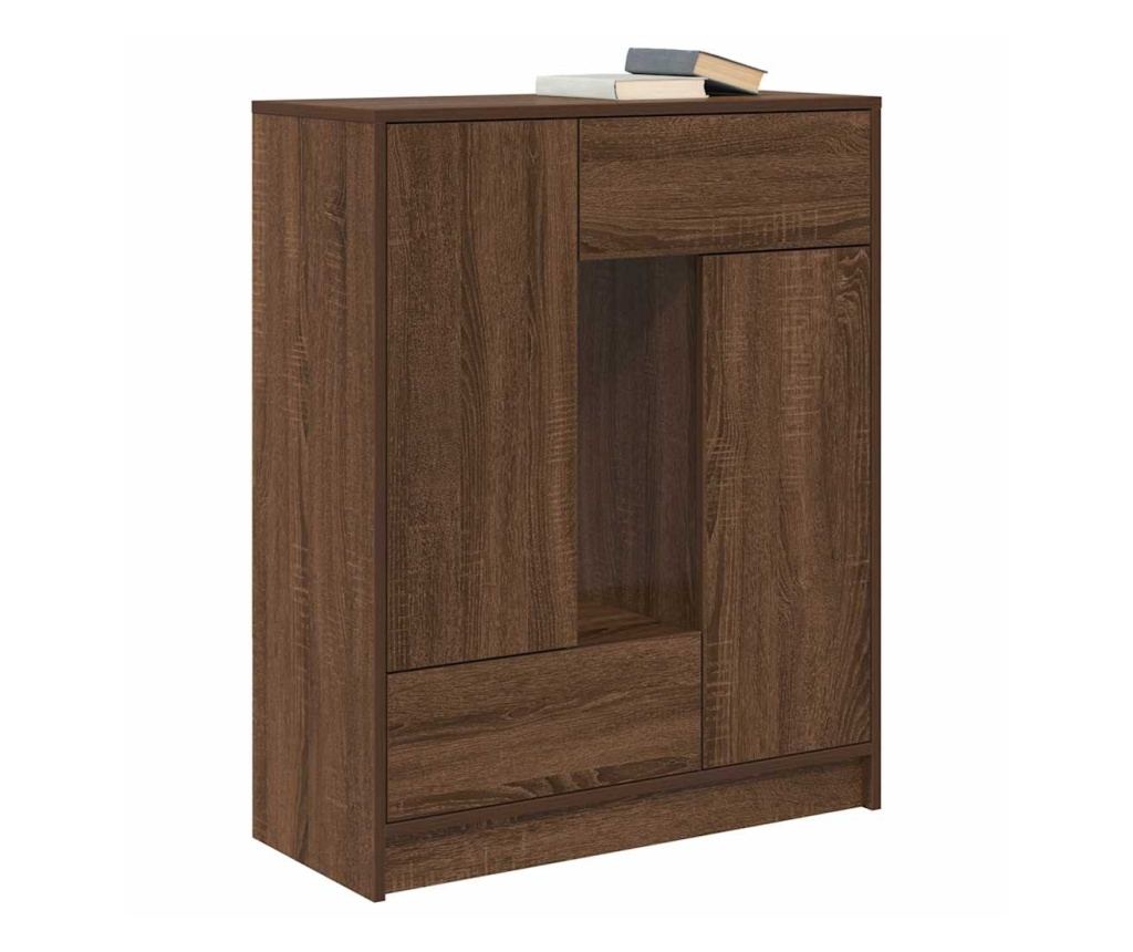 Бюфет с чекмеджета и вратички, кафяв дъб, 73x31x90 см - 4