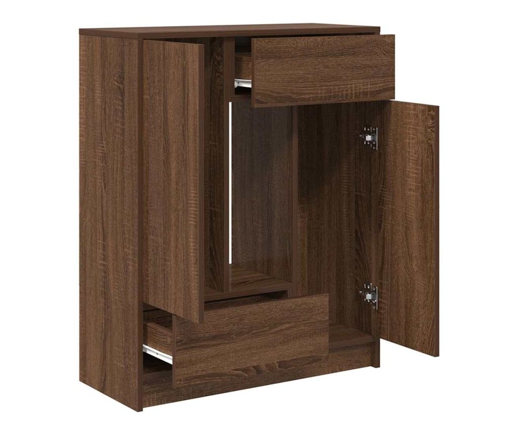 Бюфет с чекмеджета и вратички, кафяв дъб, 73x31x90 см - 5