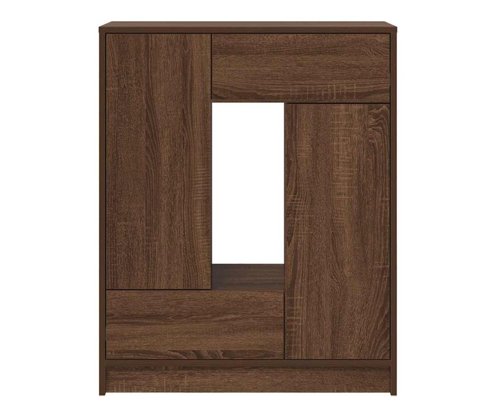Бюфет с чекмеджета и вратички, кафяв дъб, 73x31x90 см - 6