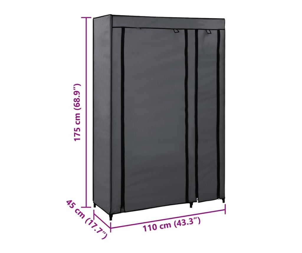 Сглобяеми гардероби, 2 бр, сиви, 110x45x175 см, текстил - 8