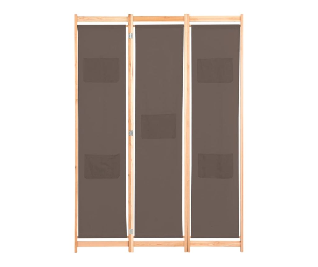 Параван за стая, 3 панела, кафяв, 120x170x4 cм, текстил - 2