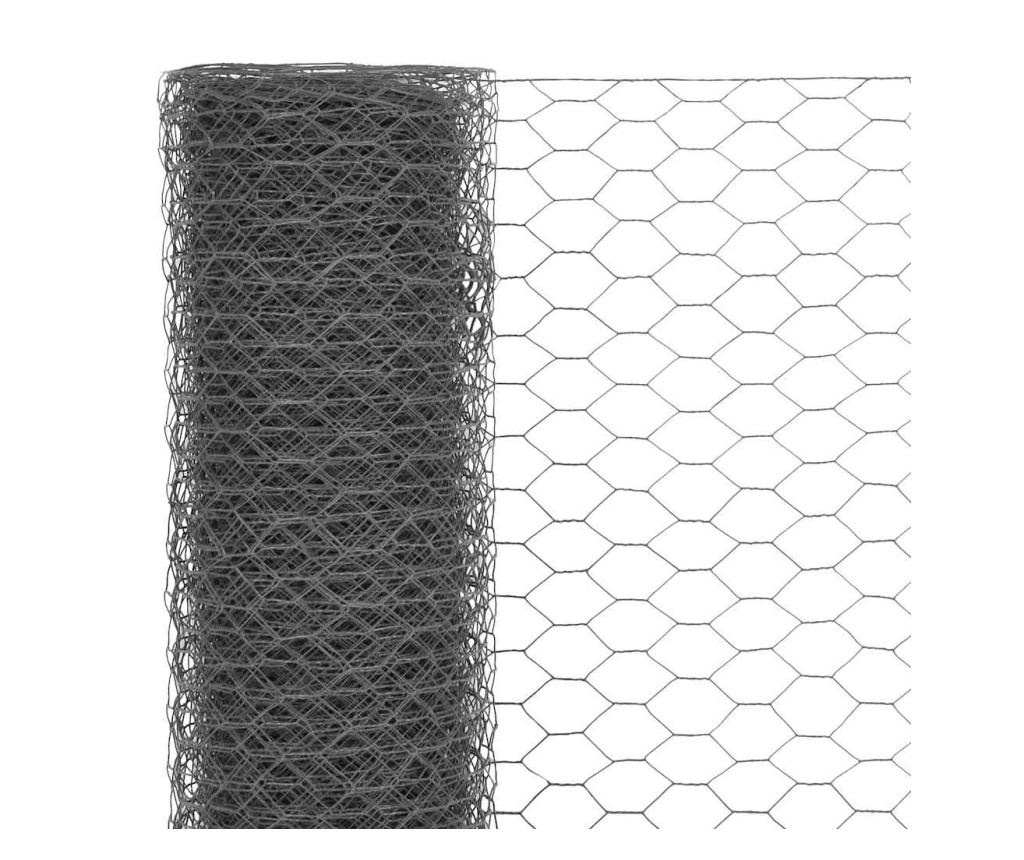 Кокошкарска мрежа, стомана с PVC покритие, 25х1,2 м, сива - 3