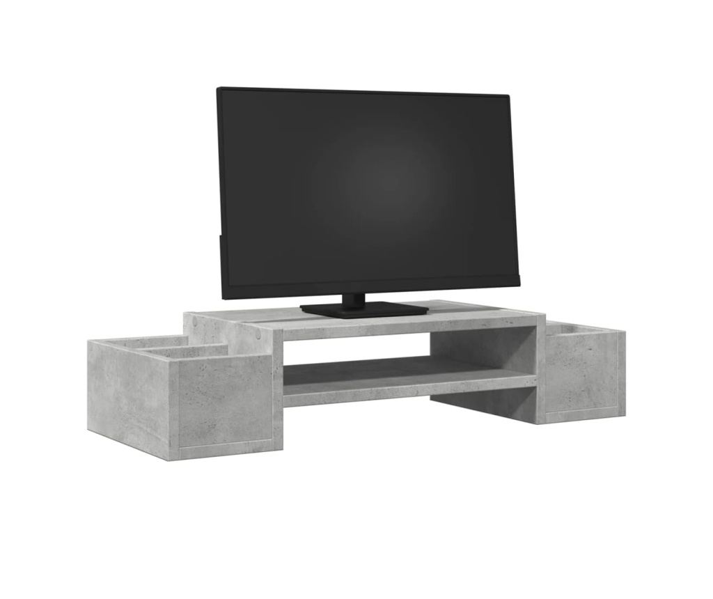 Поставка за монитор за съхранение, бетонно сив, 70x27x15 см - 3