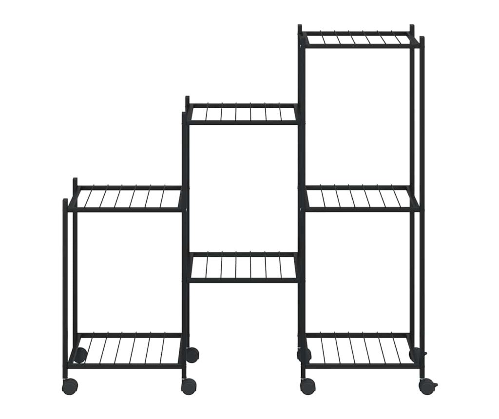 Стойка за цветя на колела 83x25x83,5 см черна желязо - 5