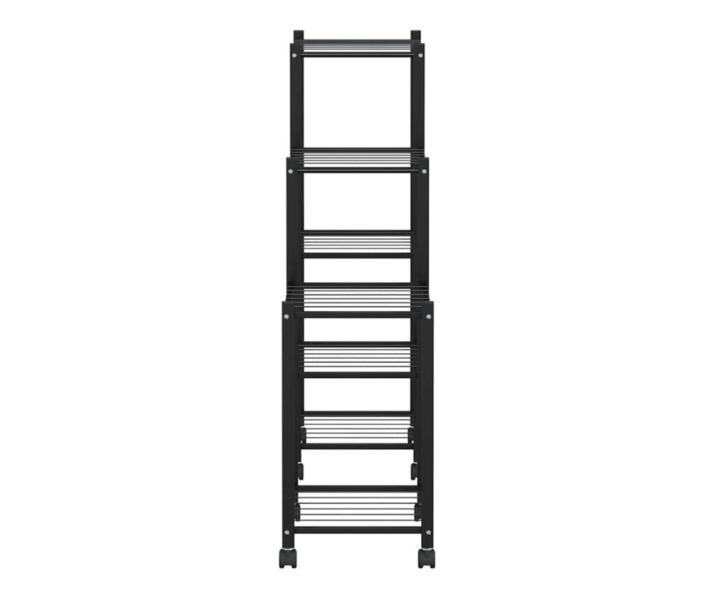 Стойка за цветя на колела 83x25x83,5 см черна желязо - 6