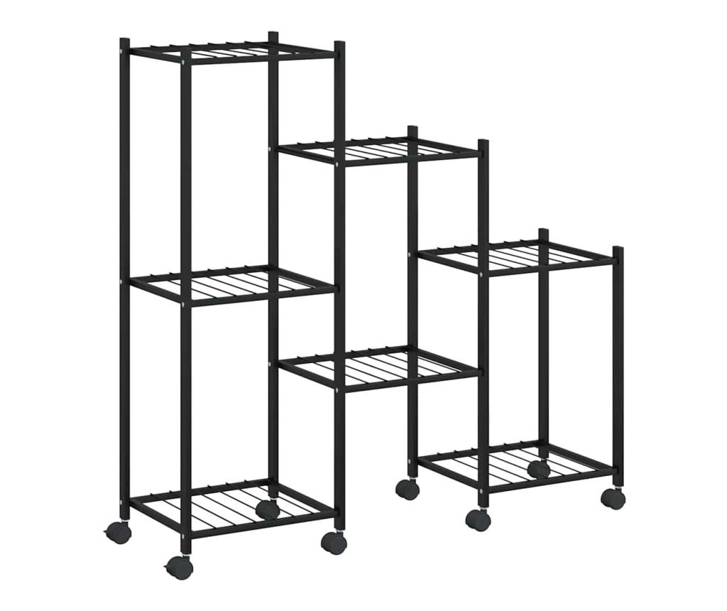 Стойка за цветя на колела 83x25x83,5 см черна желязо - 7
