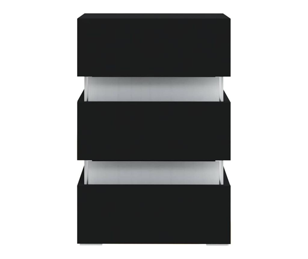 Нощно шкафче с LED, черно, 45x35x67 см, инженерно дърво - 9