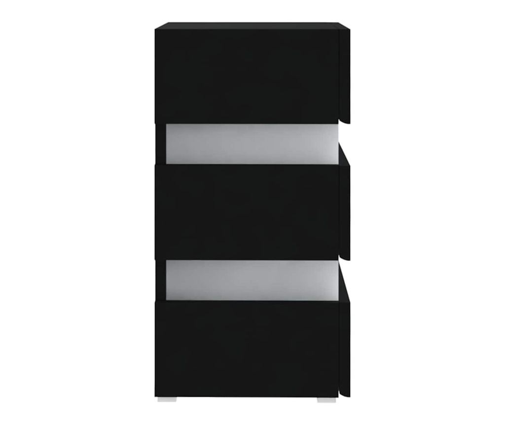 Нощно шкафче с LED, черно, 45x35x67 см, инженерно дърво - 11