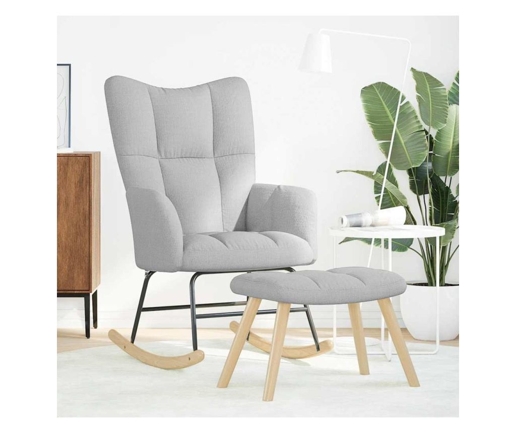 Люлеещ се стол с табуретка за крака Cloud Grey Fabric - 2