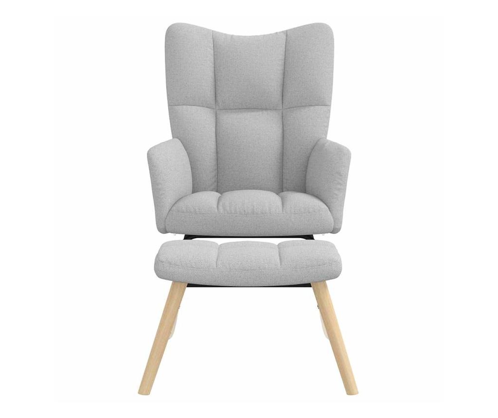 Люлеещ се стол с табуретка за крака Cloud Grey Fabric - 3
