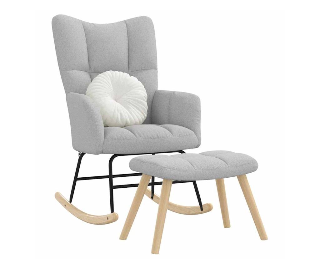 Люлеещ се стол с табуретка за крака Cloud Grey Fabric - 4
