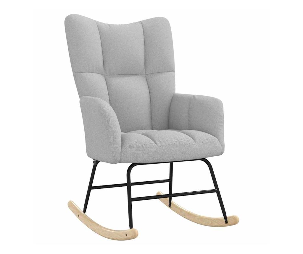 Люлеещ се стол с табуретка за крака Cloud Grey Fabric - 5