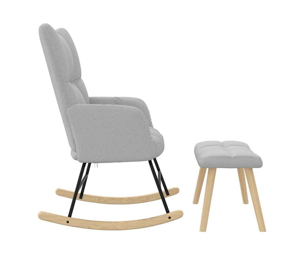 Люлеещ се стол с табуретка за крака Cloud Grey Fabric - 7