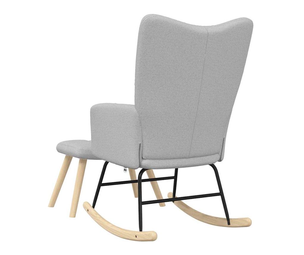 Люлеещ се стол с табуретка за крака Cloud Grey Fabric - 8